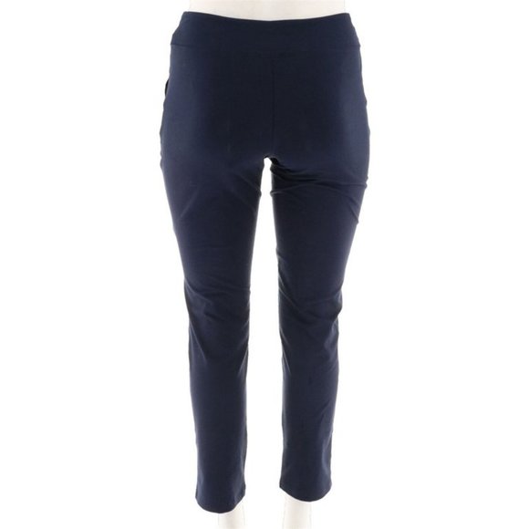 NWT WOMEN WITH CONTROL SEAMED TUMMY CONTROL ANKLE PANTS W/POCKETS NAVY XXS - Picture 4 of 9
